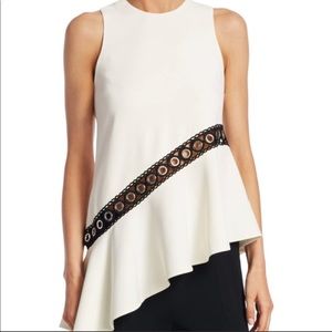 Johnathan Simkha Grommet Crepe Peplum Top